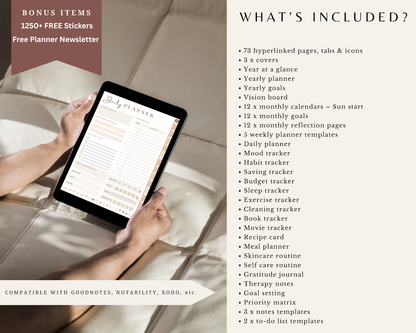 THE PLANNER GIRL 70+ Pages 2026 - #1 CHOICE +1,250 FREE Stickers (Hyperlinked)